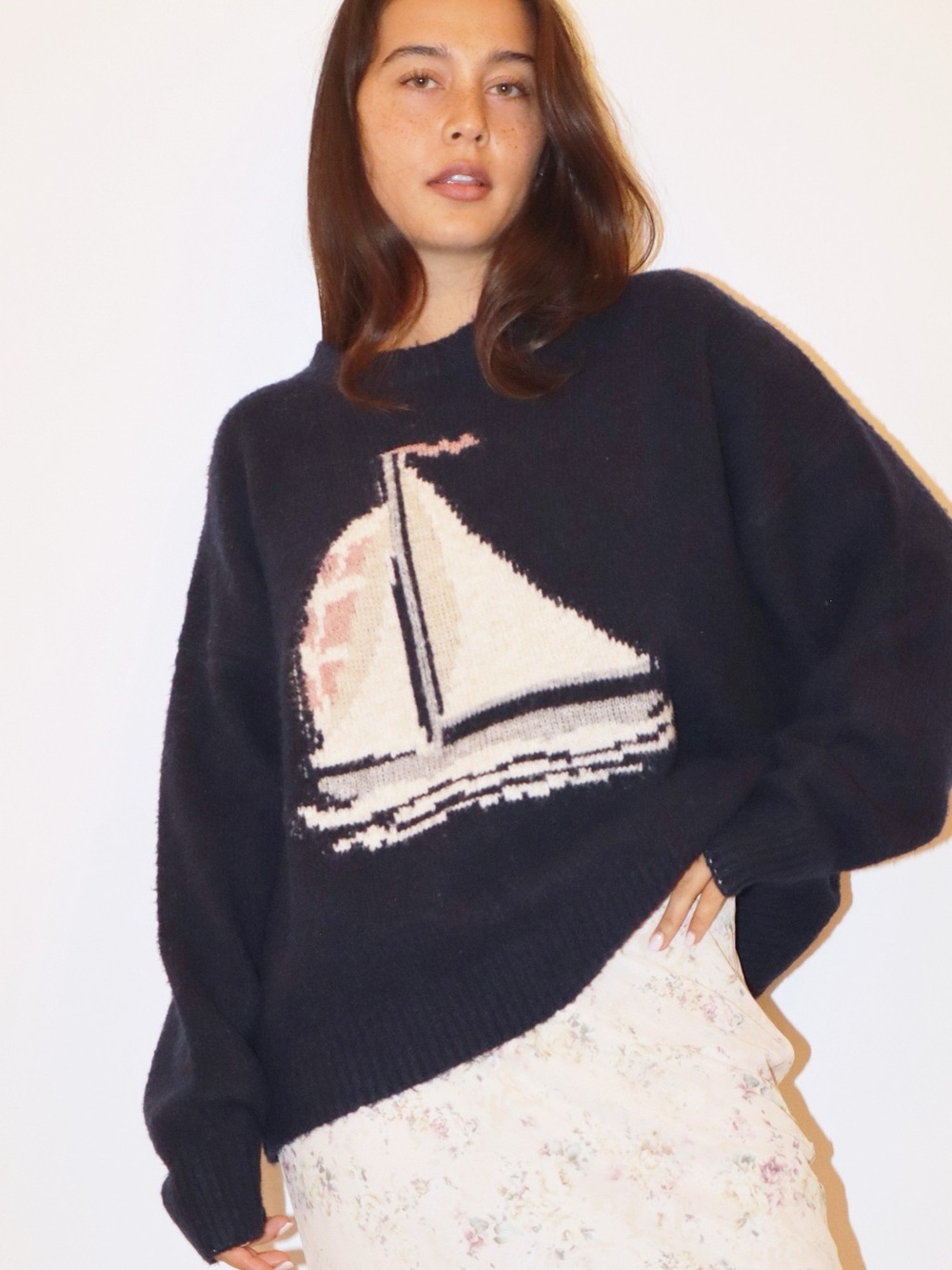 ⛵️Bailey Rose Navy Sailboat Sweater S
